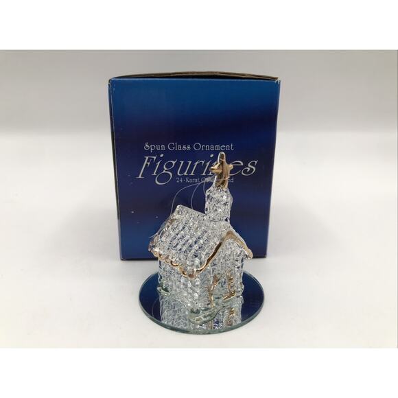 NEW Spun Art Glass Ornament Figurines On Mirror 24 Karat Gold Plated - Set of 4 - Picture 11 of 11